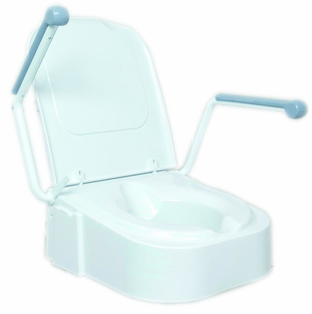 NRS Healthcare Raised Toilet Seat with Arm Rests, White