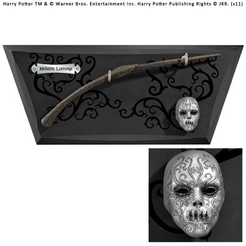 The Noble Collection Bellatrix Wand with wall display & mini mask, Black
