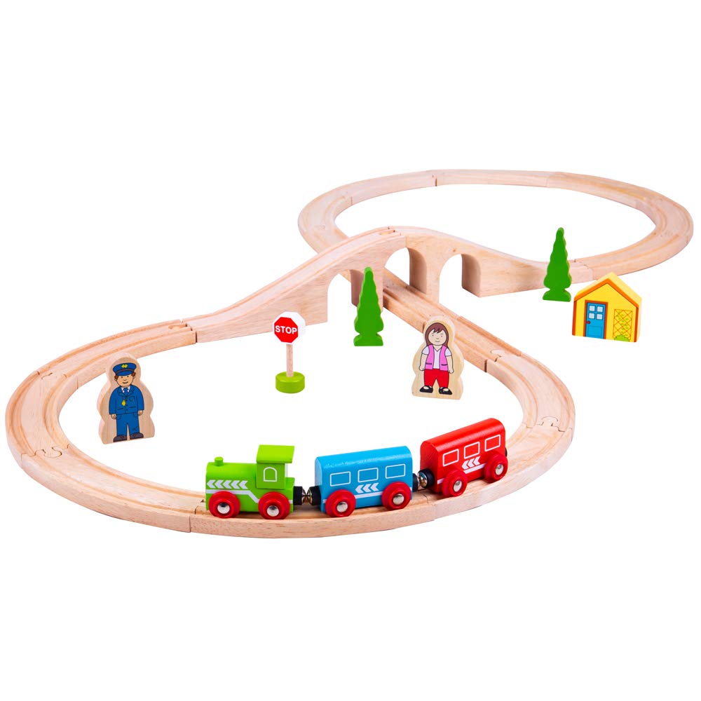 Bigjigs Figure of Eight Train Set for Kids Age 3+, Multicoloured