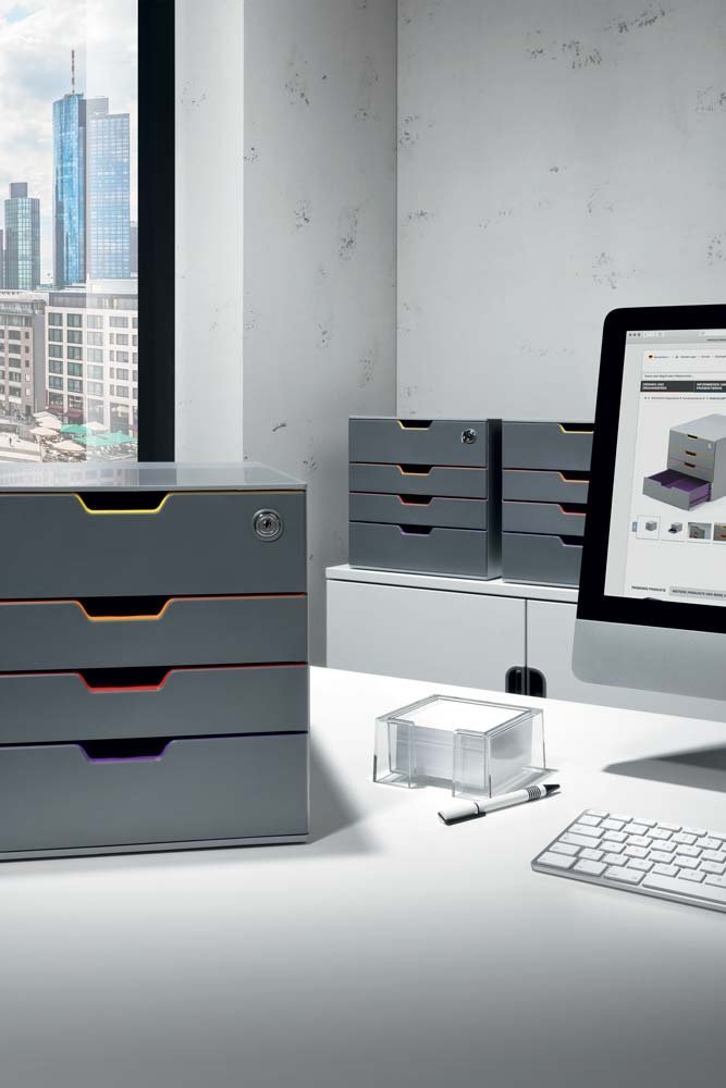 Durable VARICOLOR® 4 Lockable Drawer Unit, Desktop Drawer Set including 4 Colour Coded Draws - Image 4