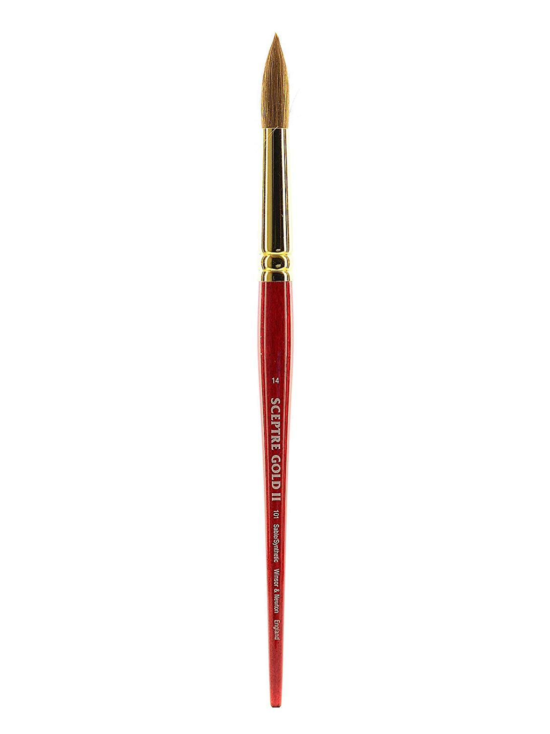 Winsor and Newton Sceptre Gold Watercolour Round Brush size 14, Transparent, Rundpinsel, kurzer Stiel - Nr. 14 - 10 mm