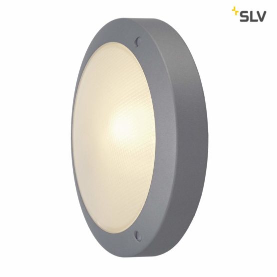 SLV 229072 BULAN ceiling light, round, silvergrey, E14, max, 60W, satined glass, Aluminium, silver-grey, 30 x 9 cm