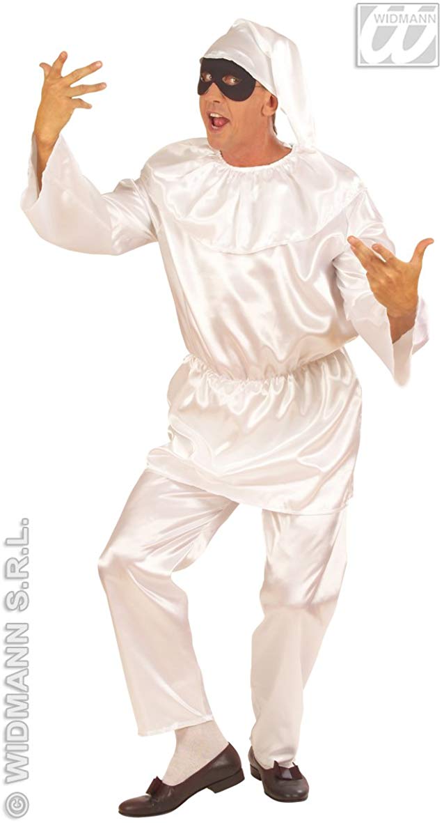 Ladies Pulcinella White Costume Large UK 14-16 for Clown Fancy Dress, Multicoloured