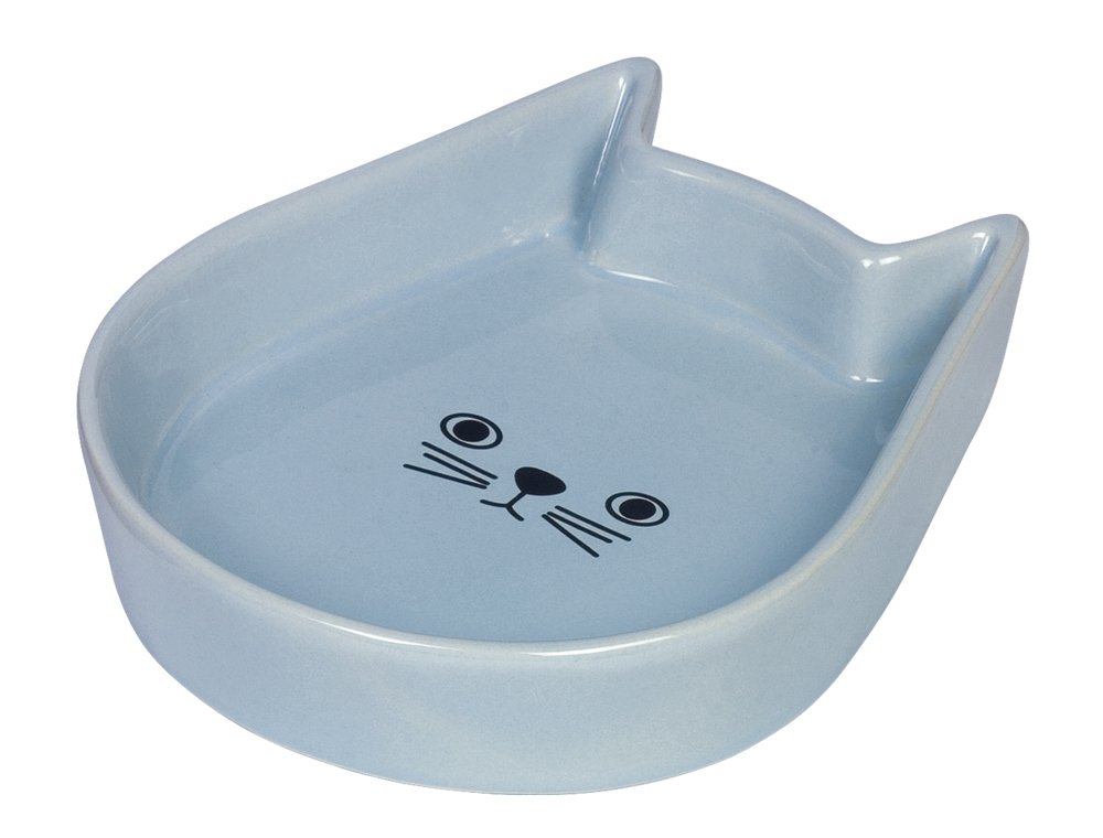 Nobby Cat Ceramic Bowl Kitty Face Light Blue 13 x 16 x 3 cm, lightblue