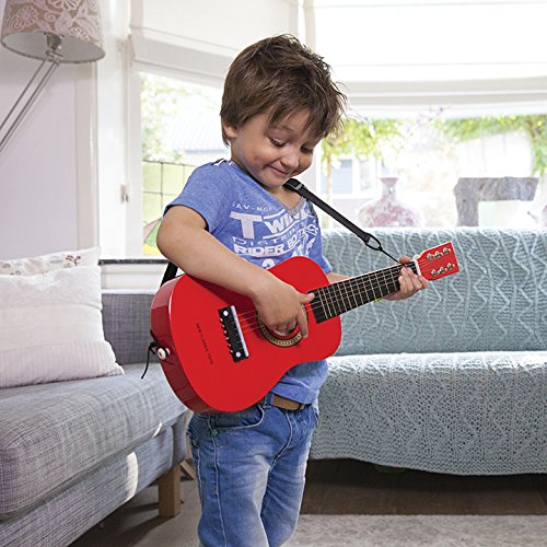 Woet® Blue Wooden Toy Guitar for Kids 6 Nylon Strings with Strap, Spare String and Color Song Book with 3 Songs - Image 2