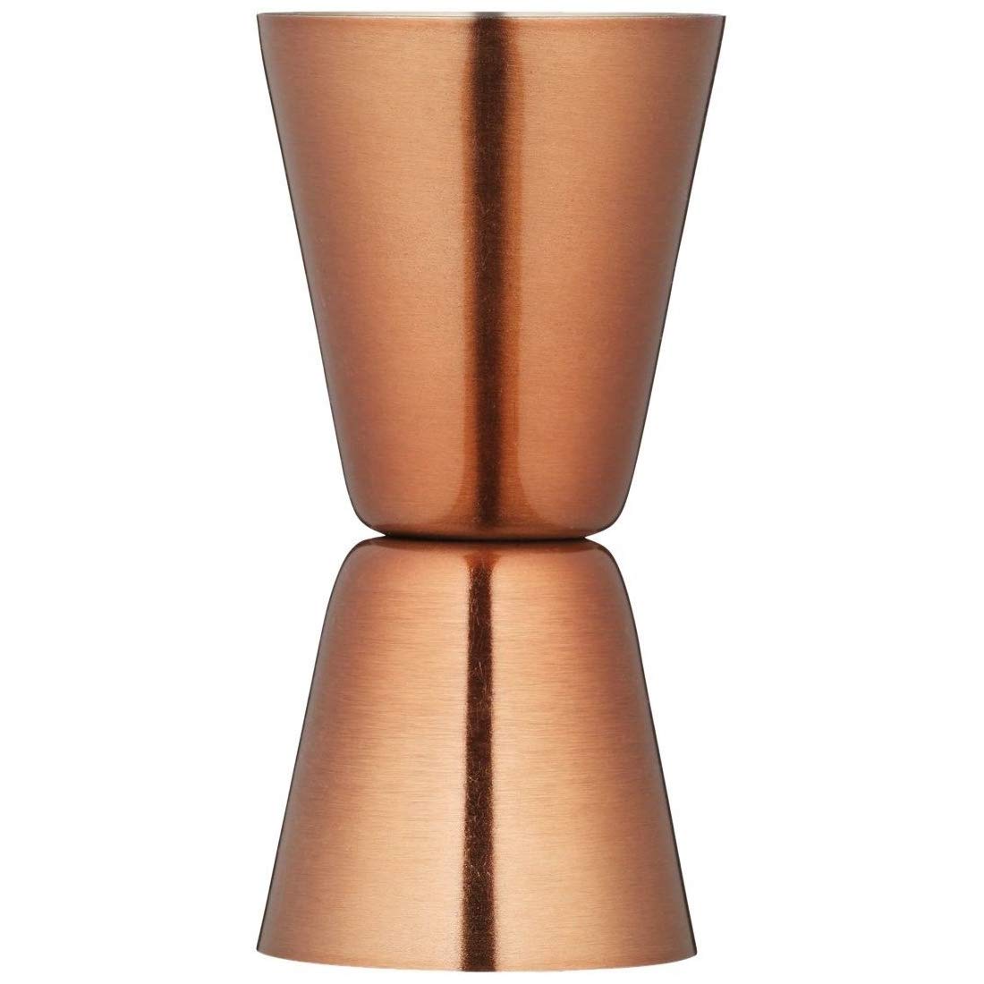 BarCraft Dual Cocktail Jigger and Spirit Measure, Stainless Steep with Copper Finish, 25ml and 50ml measures, Cooper