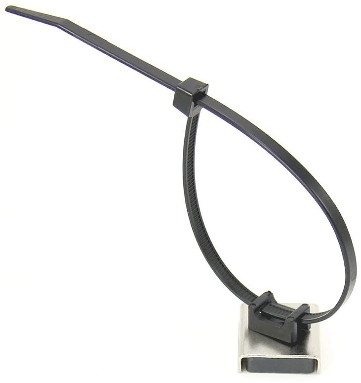 Stainless Steel Magnetic Cable Tie Mount for Cable Management at Home Office, or Classroom, 26 x 23 x 6.3mm thick, 6.1kg Pull
