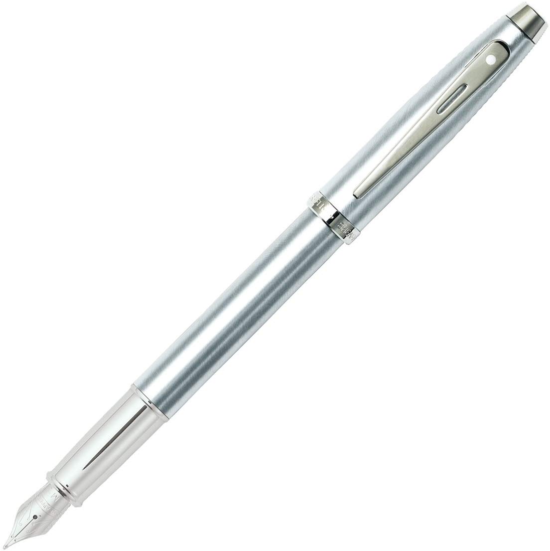 Sheaffer 100 Series Brushed Chrome/Nickel Trim Fountain Pen with Fine Nib, Black