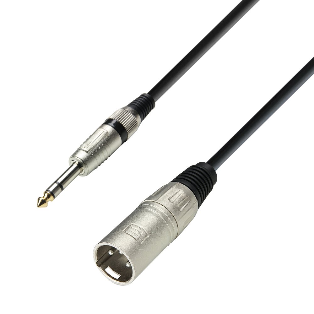 Adam Hall 3 Star Series 1m XLR Male to 6.3mm Jack Stereo Microphone Cable, black, 1 m