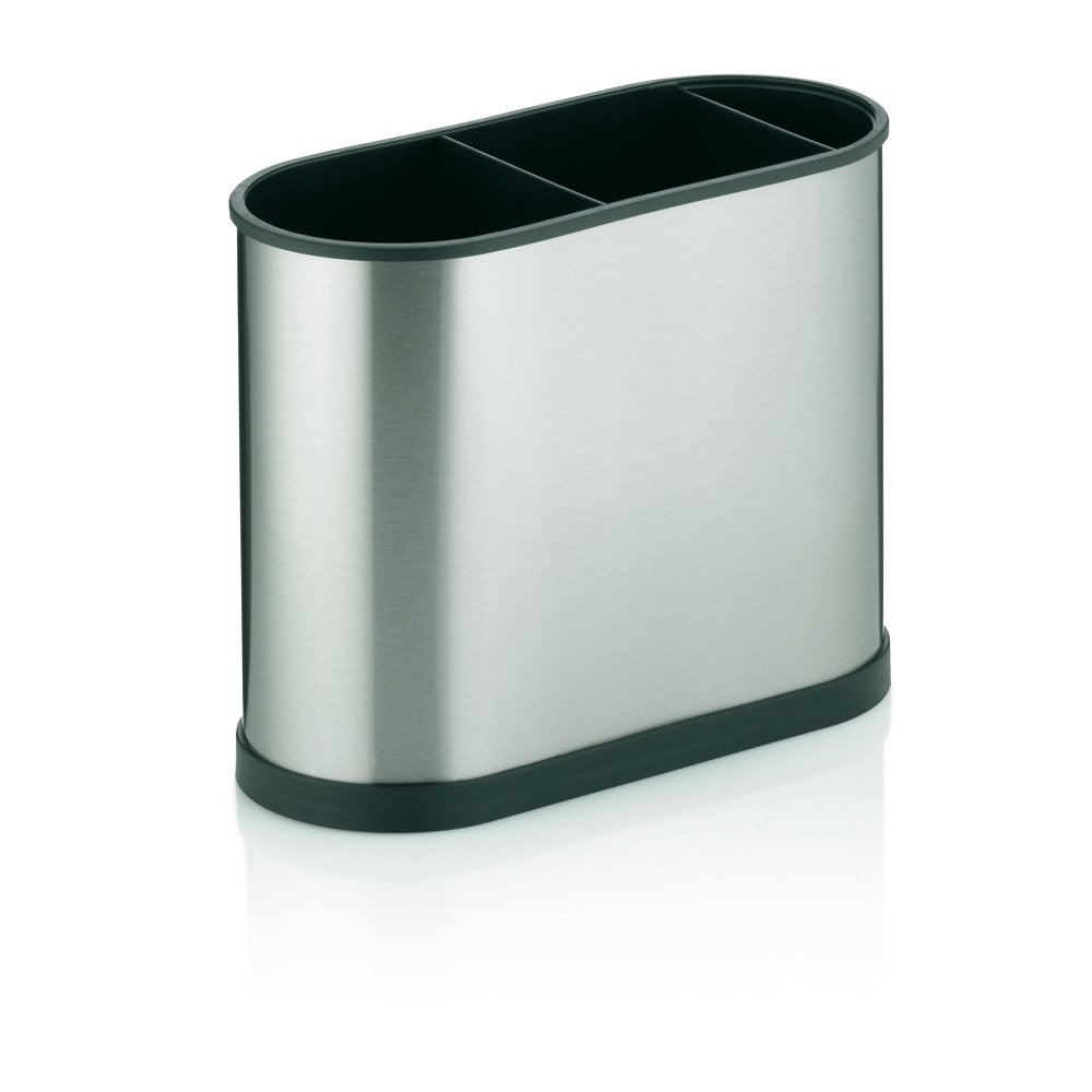 Kela "Benito Cutlery Holder, Stainless Steel, Silver/Black, 22 x 10 x 18 cm