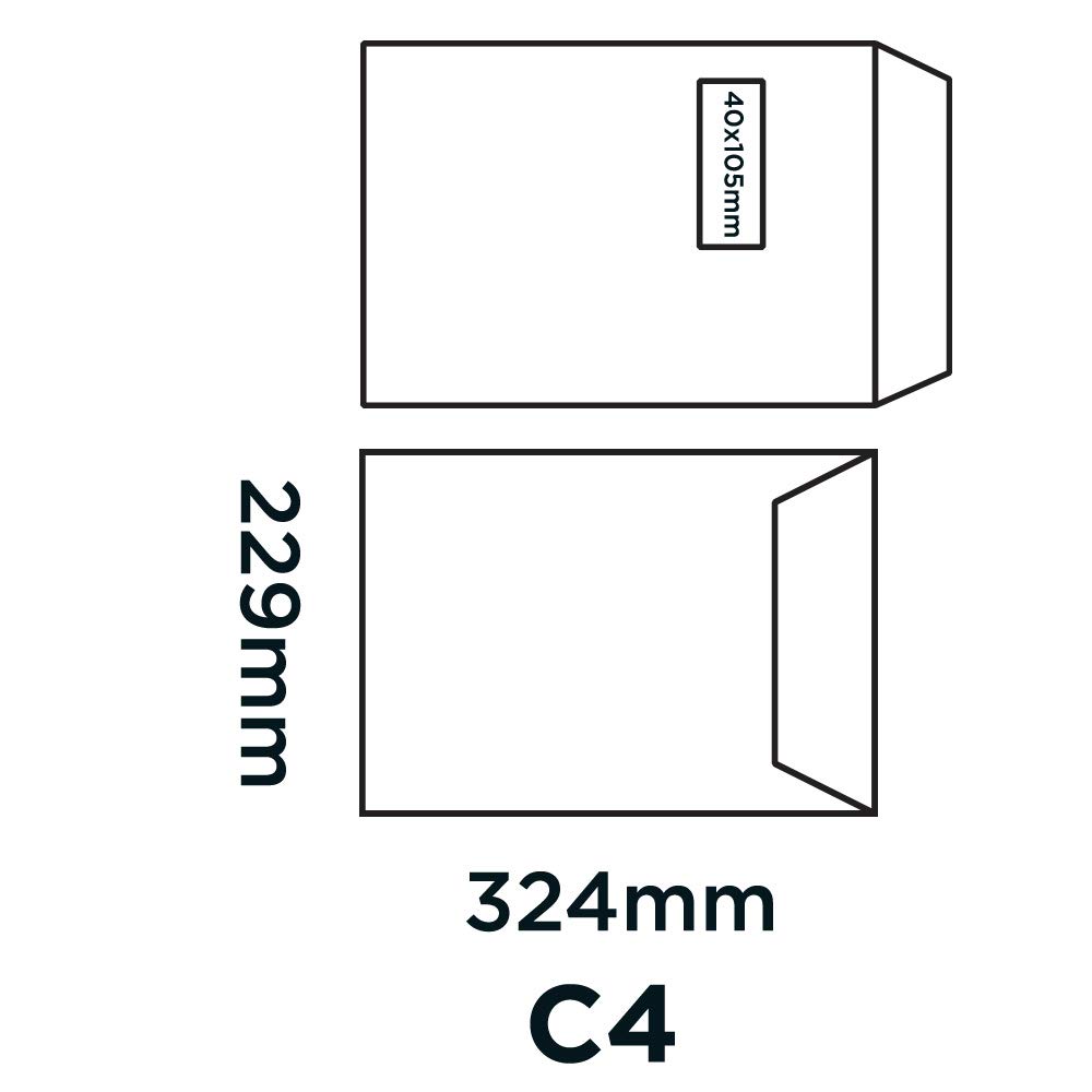 Blake Purely Everyday C4 324 x 229 mm 120 gsm Pocket Self Seal Window Envelopes (14892) White - Pack of 250 - Image 2