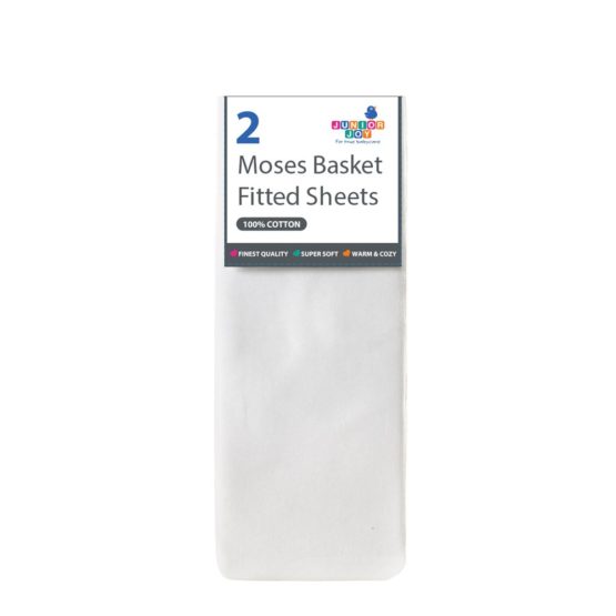 Junior Joy Moses Fitted Sheets (2 Pieces in a Pack, White)