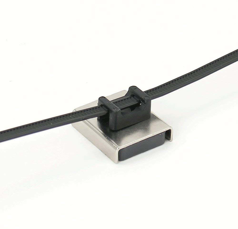 Stainless Steel Magnetic Cable Tie Mount for Cable Management at Home Office, or Classroom, 26 x 23 x 6.3mm thick, 6.1kg Pull - Image 2