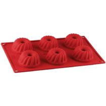 Drer Kugelhopf tin Flexxibel of Silicone 6 Cups Mini 30x17,5x4,5 cm in red, 30 x 17.5 x 4.5 cm