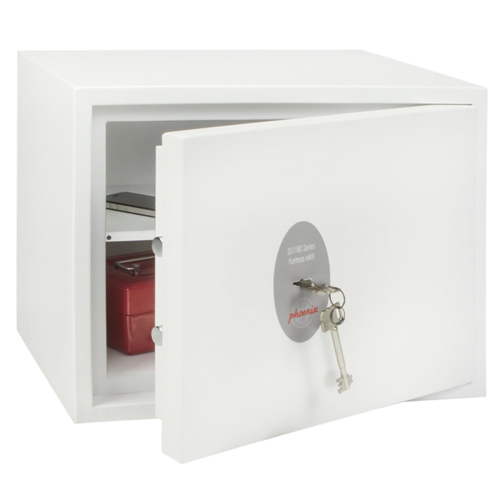Phoenix Safe Company, SS1182K Fortress, UK Police Approved, Twin Locking Bolts, Key Locking, White Paint Finish