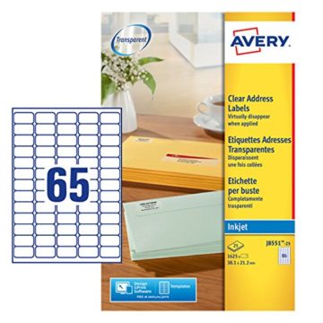 Avery Self Adhesive Clear Mini Return Address Labels, Inkjet Printers, 65 Labels Per A4 Sheet ...