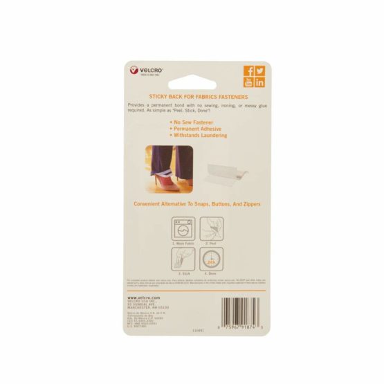 Velcro(r) Brand Fasteners Sticky Back for Fabrics: No sewing needed - 6-inch X 4-inch Rectangle, 1 Set - White - Image 4