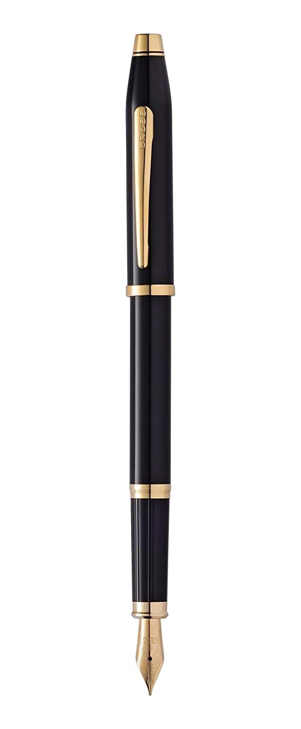 Cross Century II - Black fountain pen with 23 Karat gold details, Black Lacquer