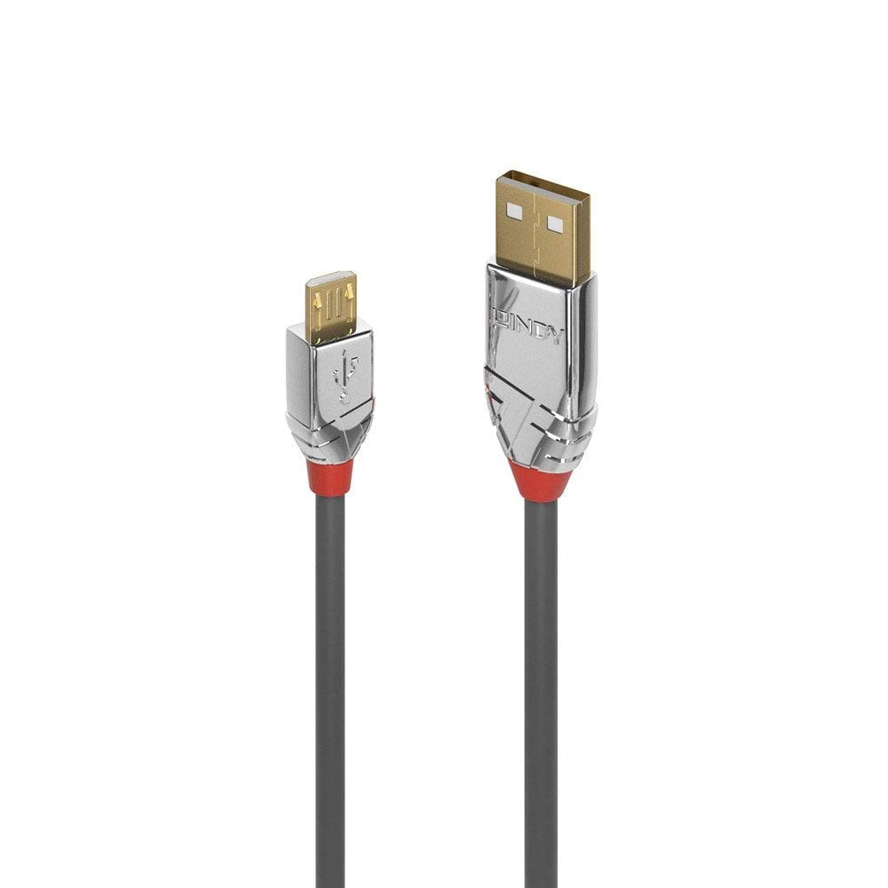 Lindy 2m USB 2.0 Type A to Micro-B Cable, Cromo Line, Grey