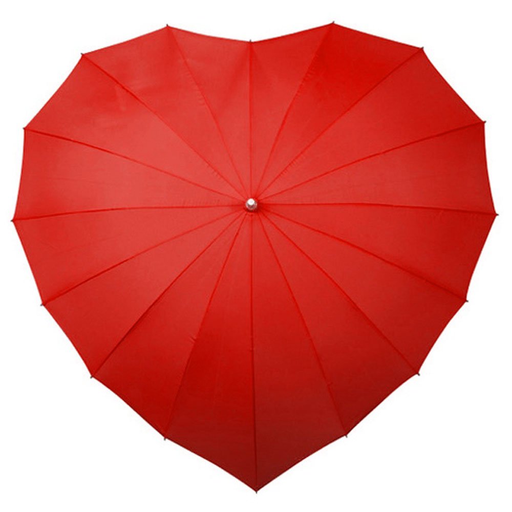 Falcone Parapluie Droit - Toile en Forme de Coeur Rouge Stick Umbrella, 80 cm, Red (Rouge), 80 centimeters