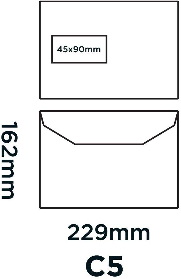 Blake Purely Everyday C5 162 x 235 mm 90 gsm Gummed Mailer Low Window Envelopes (1376) White - Pack of 500 - Image 3