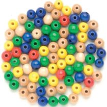 Glorex Wood Bead 28ST Colourful Mix Wooden, Multicolor, 11 x 8.5 x 1 cm