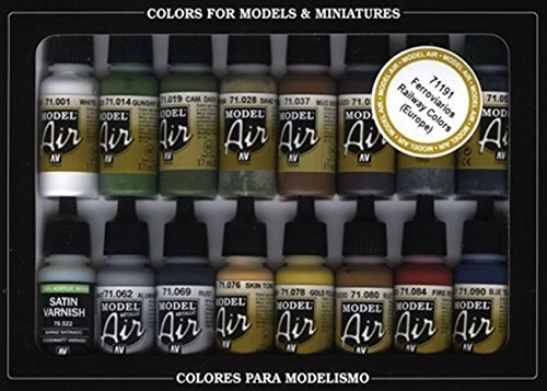 AV Vallejo Model Air Set - Railway Colors Europe, various, 17 count (Pack of 16)