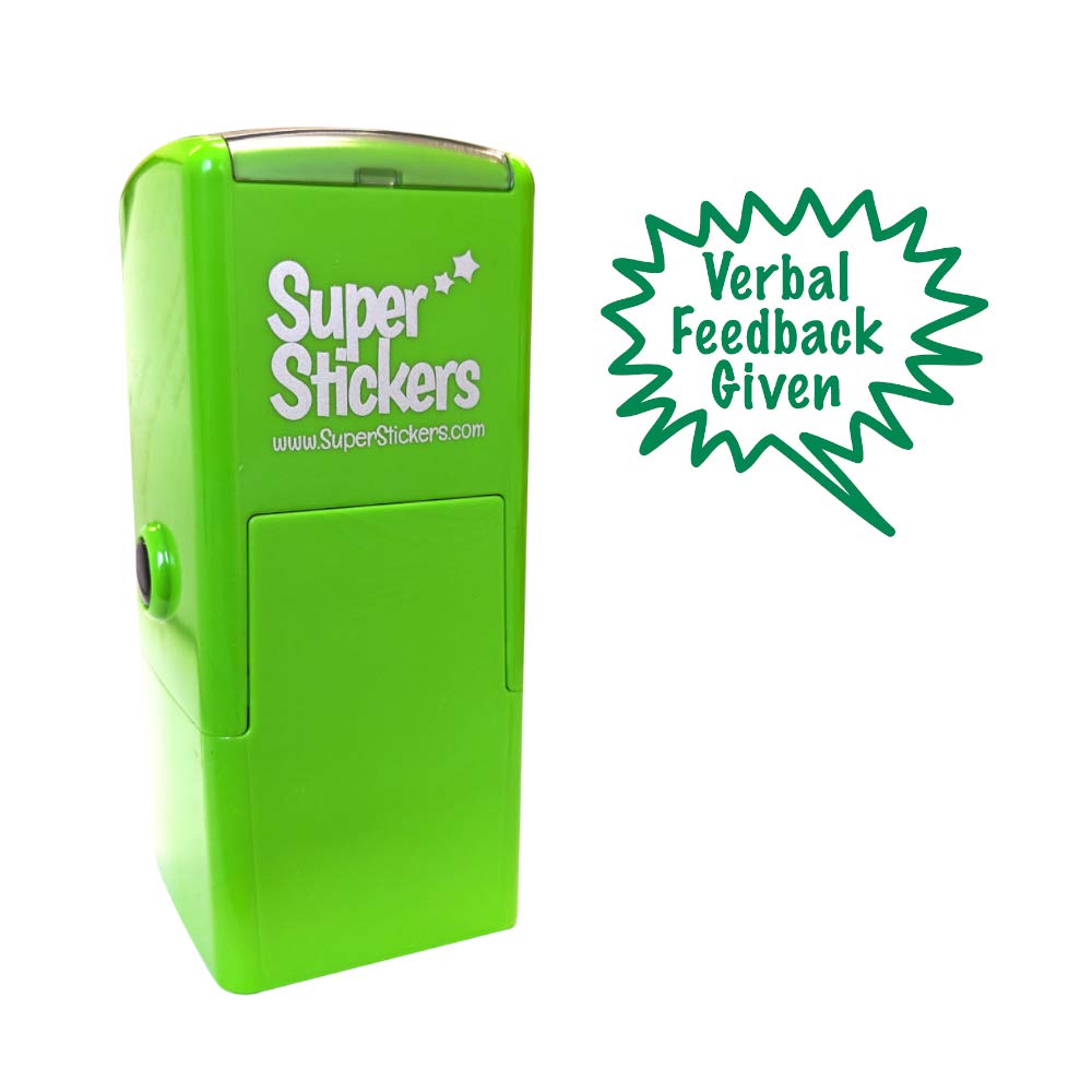 “Verbal Feedback Given” Teacher Stamp, Pre-Inked Trodat Printy 4933 Stamper in Green Ink