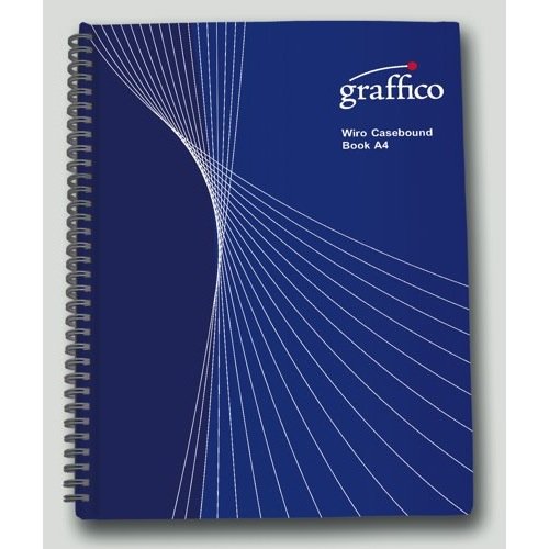 GRAFFICO A4 Twin Wire Hard Cover Notebook of 160 Pages (Pack of 1), Blue
