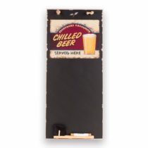 Chalkboards UK Chilled Beer Tall Thin Blackboard/Memo Kitchen Black Board with Rope, Tray and Chalk. Booths Design Range, Wood, 60 x 26.5 x 1 cm
