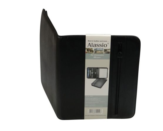Alassio Conference Folder Zipped 3 Compartments A4 Leather-look Black Ref 30042 - Image 3