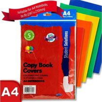 Premier Stationery Student Solutions A4 PVC Heavy Duty Copy Book Cover. Pack of 5