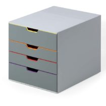 Durable VARICOLOR 4 Drawer Unit | Desktop Drawer Set with 4 Colour Coded Draws | Ideal for Storing Documents and Paper Work