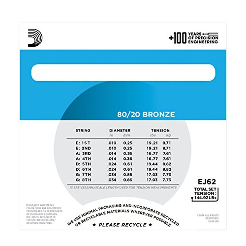 D'Addario EJ62 80/20 10-34 Bronze Light Mandolin String, Light, 10-34 - Image 4