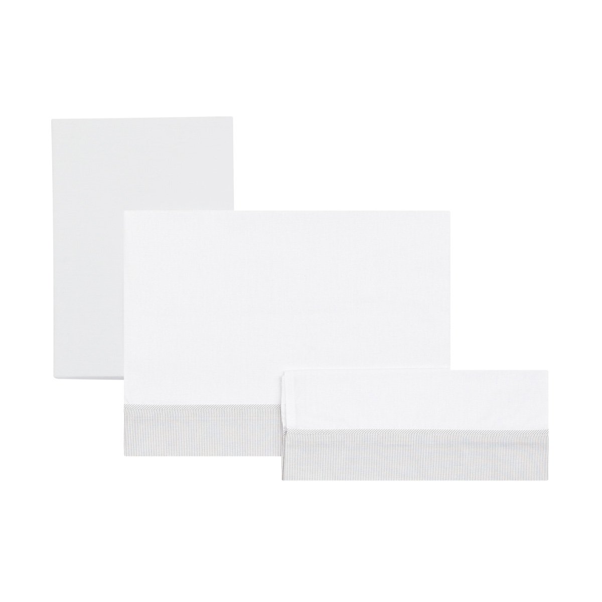Cambrass Cot Flat Sheet (100 x 165 cm, Star Grey, Set of 3), 100x165 cm
