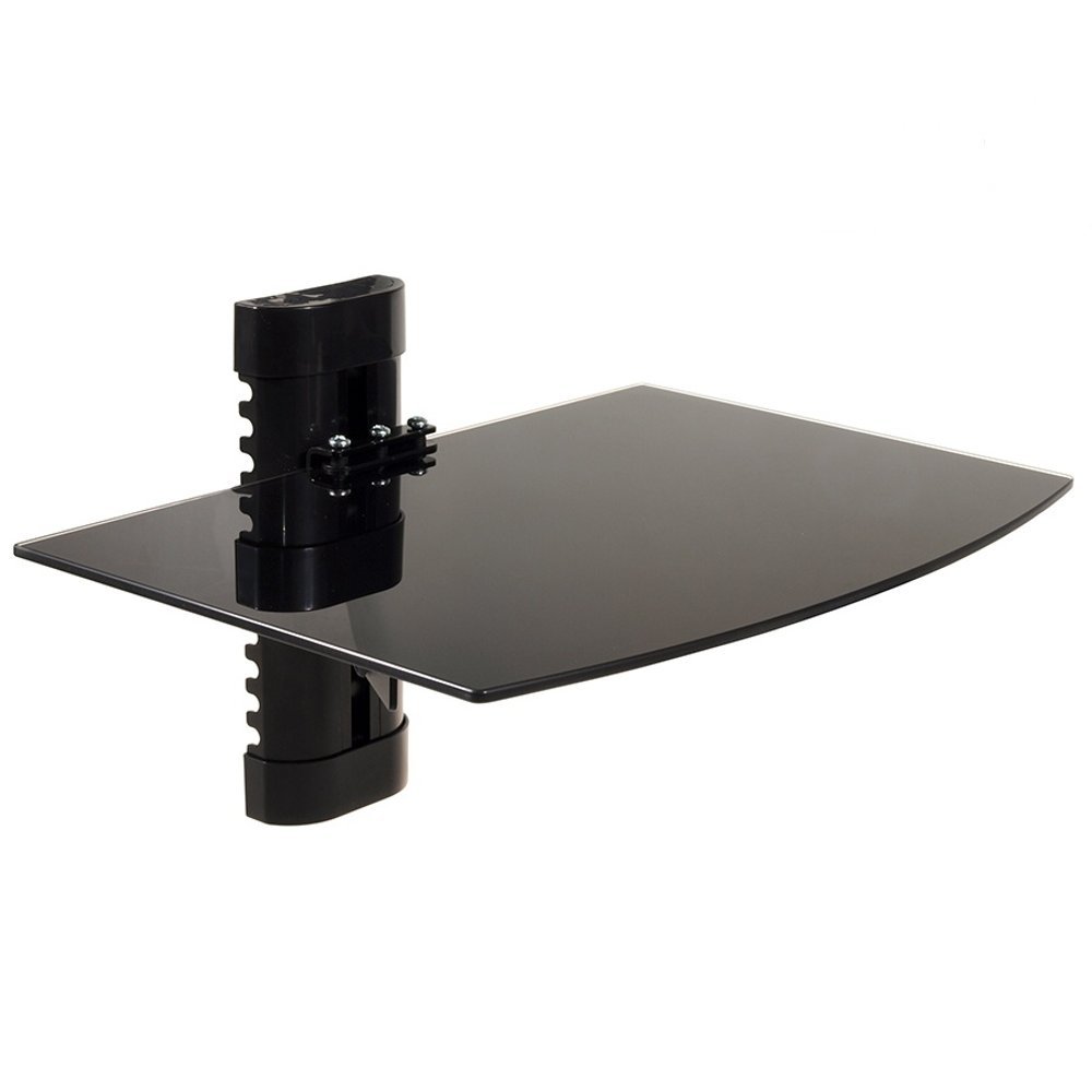 Maclean MC-663 Single Tier Wall Floating Glass Shelf Support DVD Console PS3 Xbox, Black, 1-shelve - Image 3