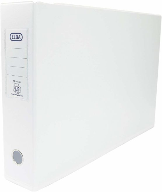 Elba A3 70 mm Plastic Landscape Lever Arch File - White, 1 Folder