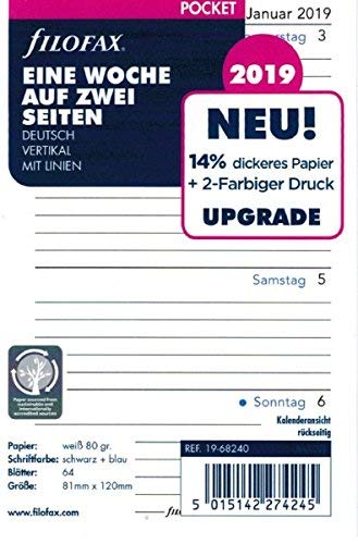 Filofax 000019 68240 Calendar, white, Größe POCKET: 8,1 x 12 cm
