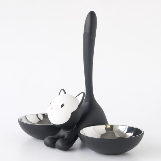 Alessi | Tigrito AMMI09 B - Design Cat Bowl, 18/10 Stainless Steel and Thermoplastic Resin, Black - Image 2