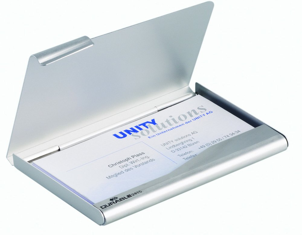 Durable 2415/23 Aluminium Business Card Box/Holder/Case - Silver, 90 x 55 mm - Image 2