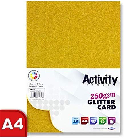 Premier Stationery A4 Gold Glitter Card (250gsm)- Pack of 10, Perfect for kids art & craft card making activities, DIY Crafts - Image 2