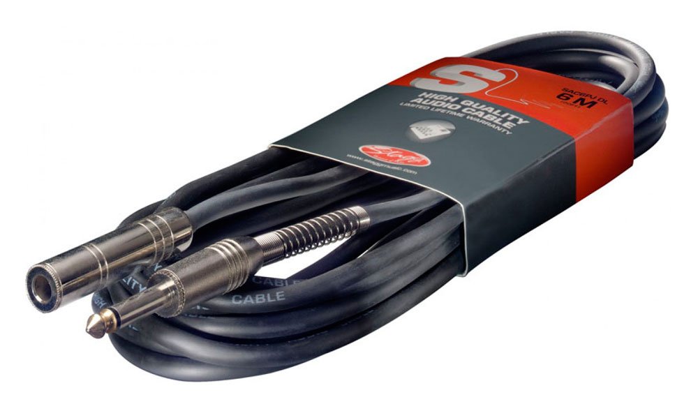Stagg SAC6PJ DL Mono Jack to Jack (M/F), Black, 6 meters