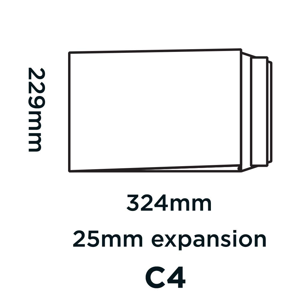 Blake Office C4 324 x 229 x 25 mm 120 gsm Gusset Pocket Peel & Seal Envelopes (37115) Ultra White Wove - Pack of 100 - Image 2