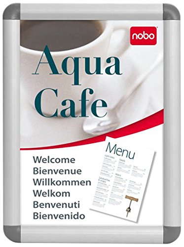 Nobo A2 Poster Frame Sign Holder With Snap Frame, Wall Mounted, Aluminium Trim, Anti-Glare Protective Cover, Premium Plus