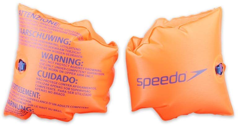Speedo Unisex-Adult Inflatable Swimming Armbands, Orange, 6-12