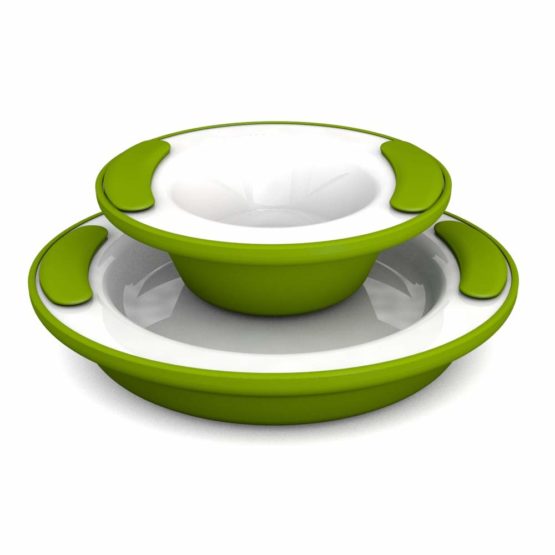 Ornamin Keep Warm Plate Ø 25 cm and Keep Warm Bowl 200 ml green
