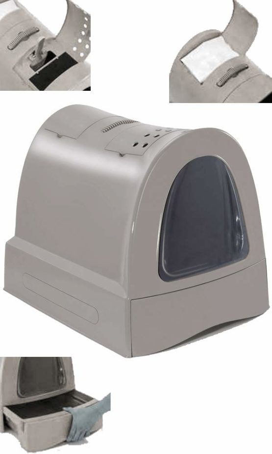 Imac Hygienic Tray Sandbox Cats - Sanitary Tray Catera Sandbox Covered Sandbox WC Cats Zuma 40 x 42.5 x 56 cm Gray