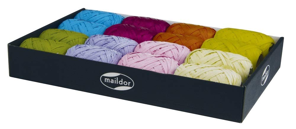 Clairefontaine 611401C -Tray Of 16 Synthetic Raphias, Gift Wrapping Ribbon, Assorted Colours: Ivory, Yellow, Orange, Pink - Image 3
