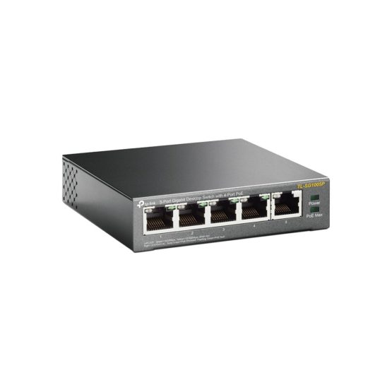 TP-Link PoE Switch 5-Port Gigabit, 4 PoE+ ports up to 30 W for each PoE port and 65 W for all PoE ports, Metal Casing, Plug and Play, Ideal for IP Surveillance and Access Point(TL-SG1005P V2) - Image 2