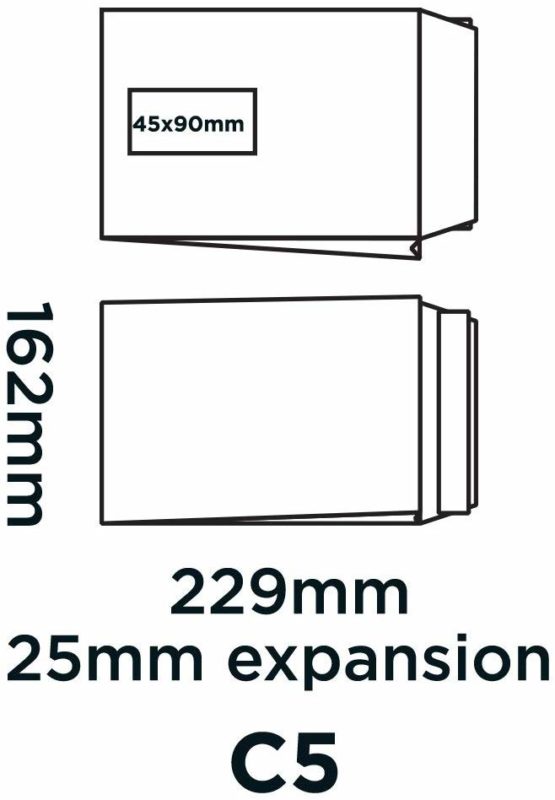 Blake Purely Packaging C5 229 x 162 x 25 mm 120 gsm Gusset Pocket Peel & Seal Window Envelopes (6001) White - Pack of 125 - Image 2